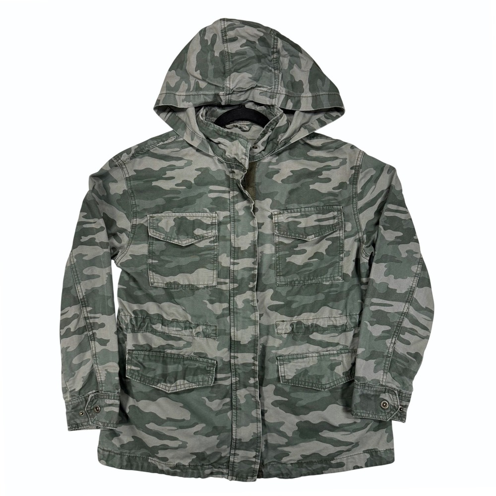 Universal Thread M Camo Hooded Utility Jacket Green Military Field Coat Cargo